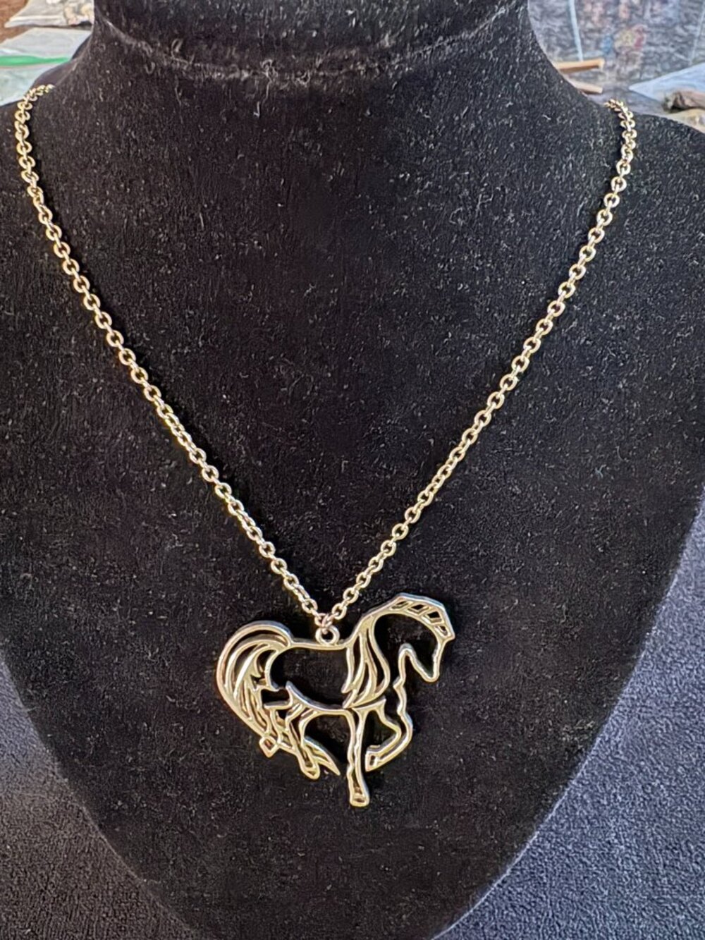 Gold horse necklace